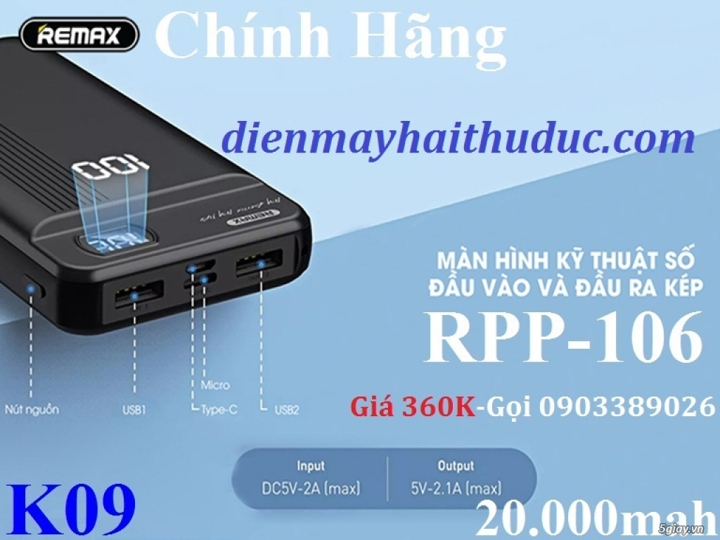 Pin dự phòng giá rẻ Remax RPP-106 dung lượng 20.000mAh - 2