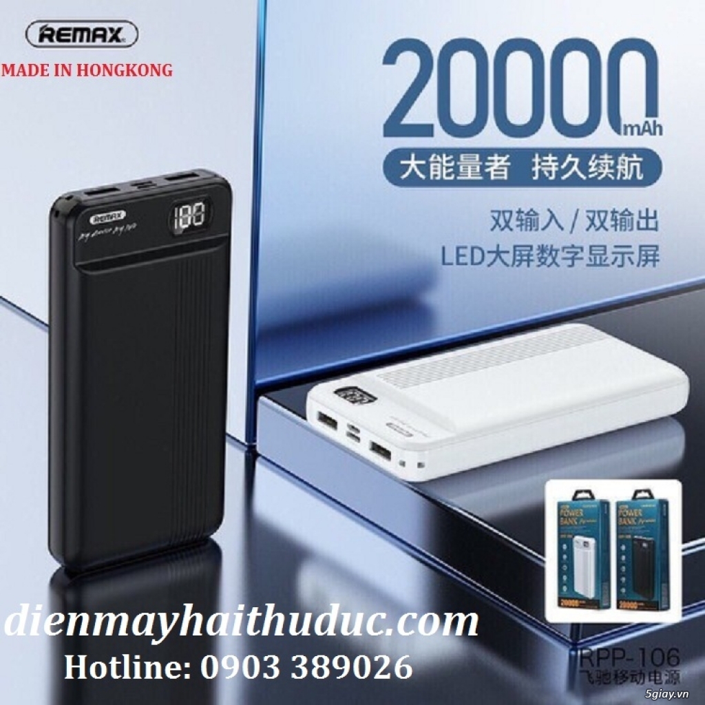 Pin dự phòng giá rẻ Remax RPP-106 dung lượng 20.000mAh