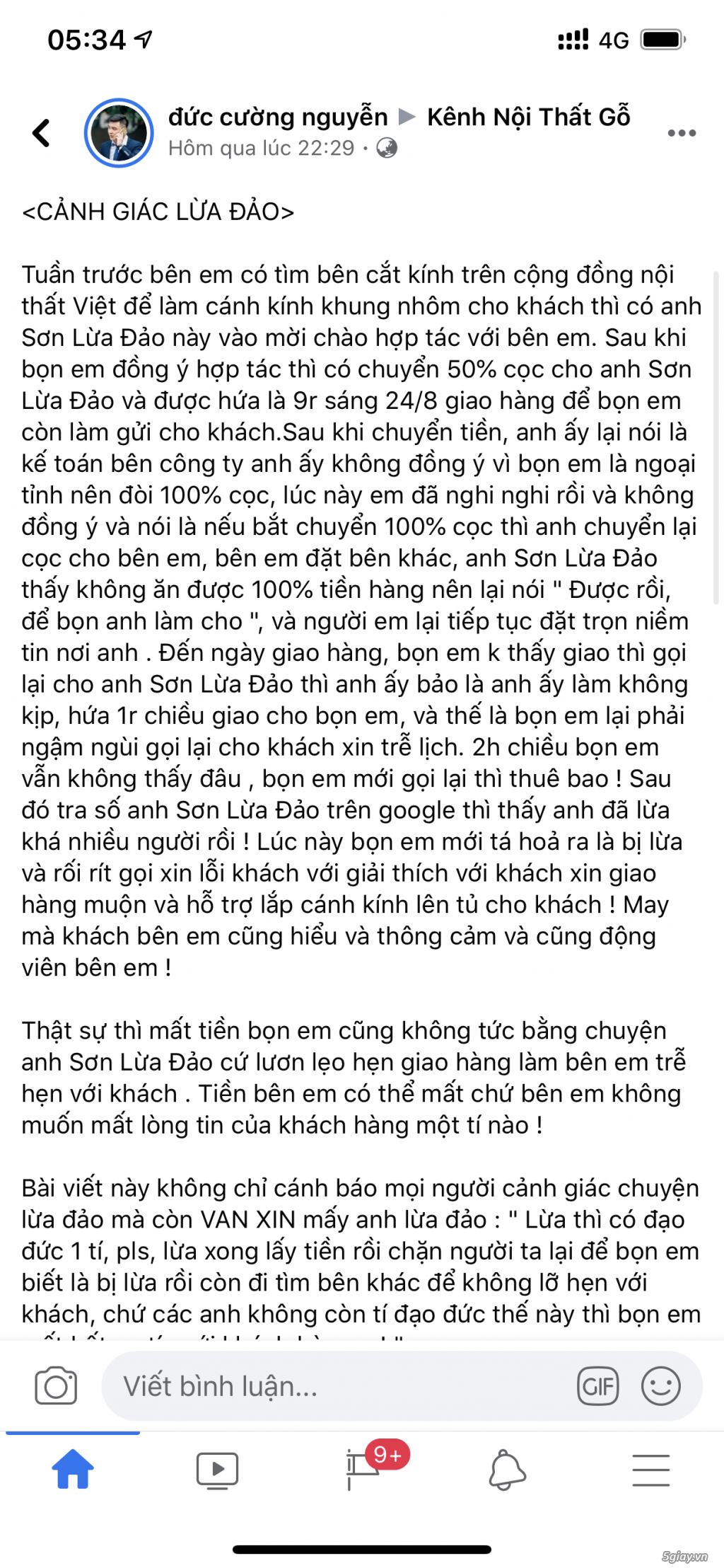 Cảnh báo lừa đảo khi mua đồ trên FB với tên Nguyễn Hữu Sơn
