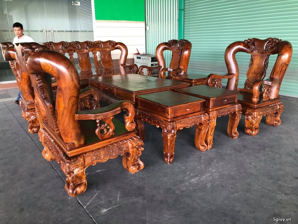 Bộ bàn ghế gỗ cẩm việt tay 18 10 món - 1