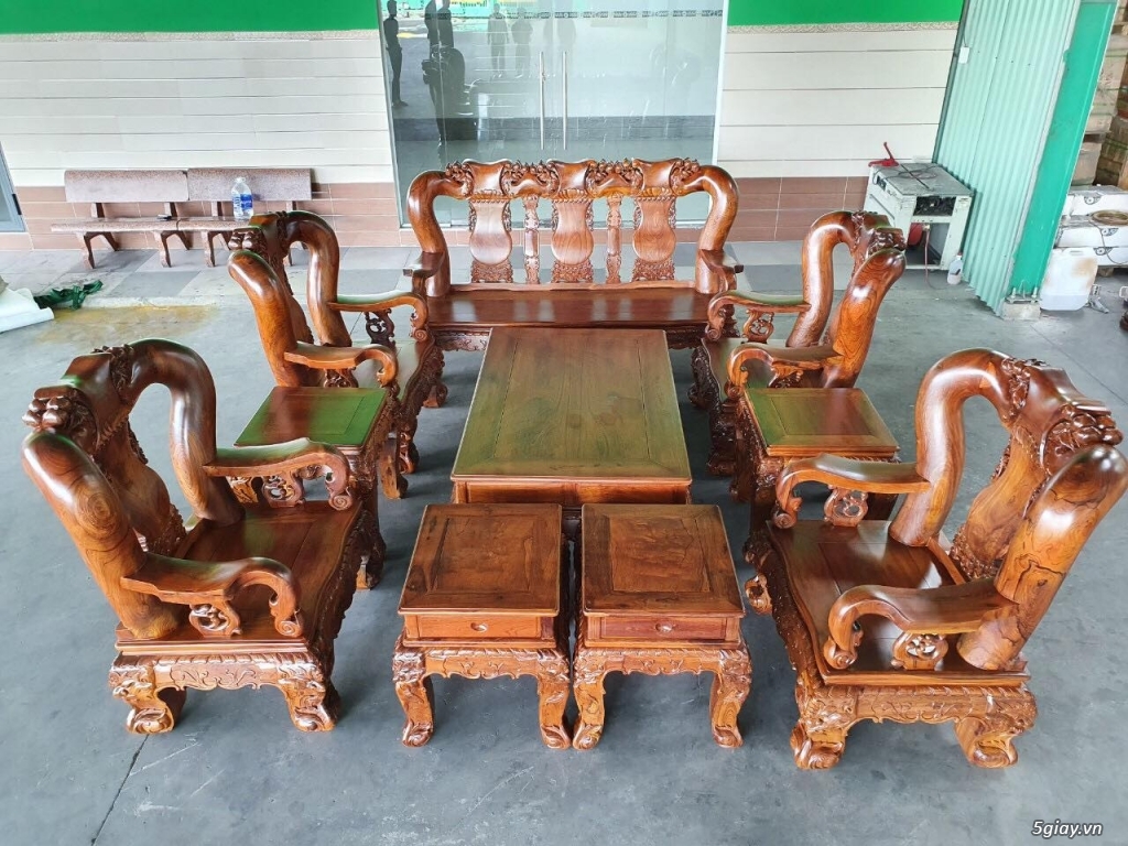 Bộ bàn ghế gỗ cẩm việt tay 18 10 món - 2