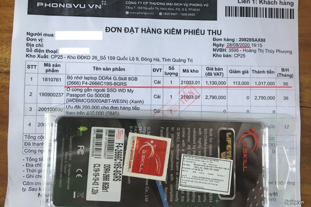Bán 01 Ram 8G bus 2666 Laptop- Bán 01 SSD 500G WD Laptop. Giá tốt - 2