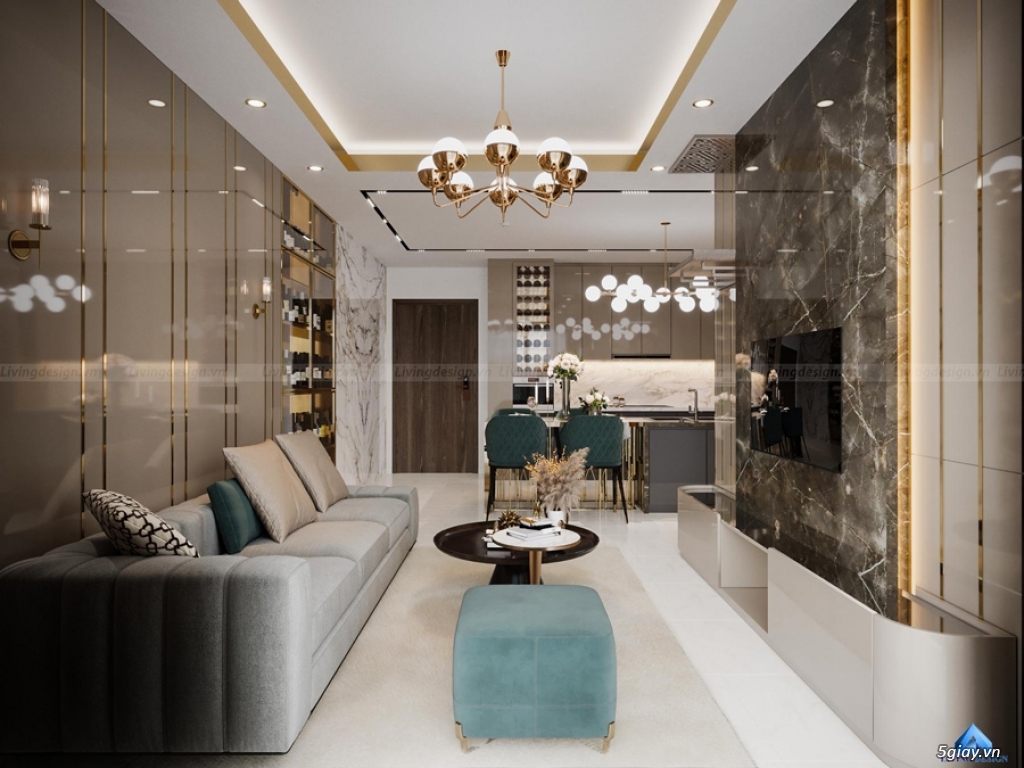 Thiết kế nội thất căn hộ Sunwah Pearl 2PN Luxury | Living Design