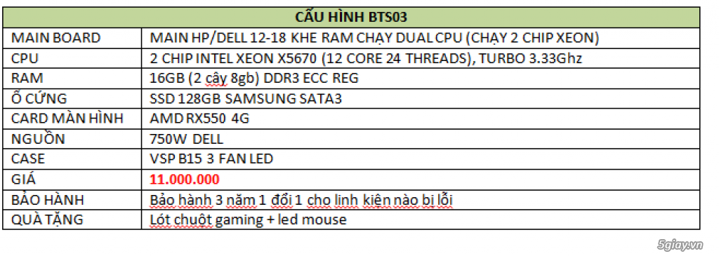 MÁY TÍNH PC GIÁ TỐT 2 CHIP INTEL XEON X5670 (12 CORE 24 THREADS)