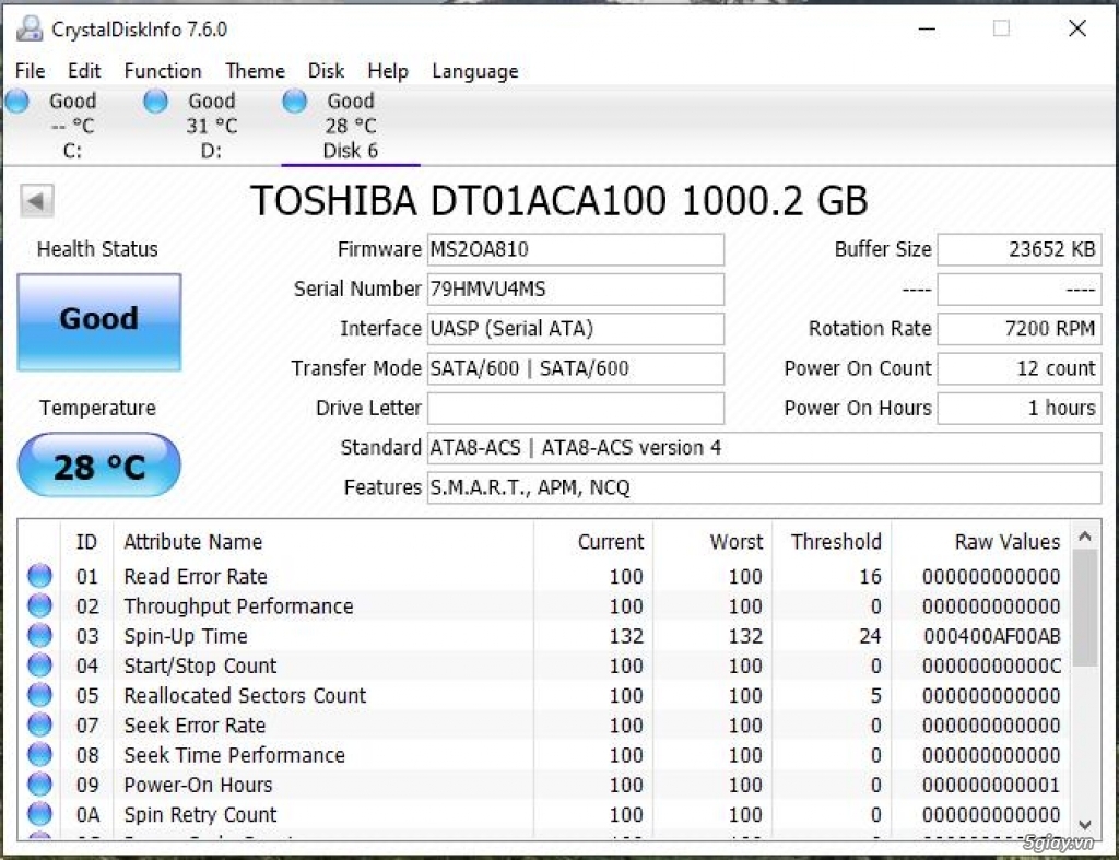 Ổ Cứng PC HDD 1TB 3.5 Toshiba (DT01ACA100) _ Freeship 2 Giờ HCM - 3