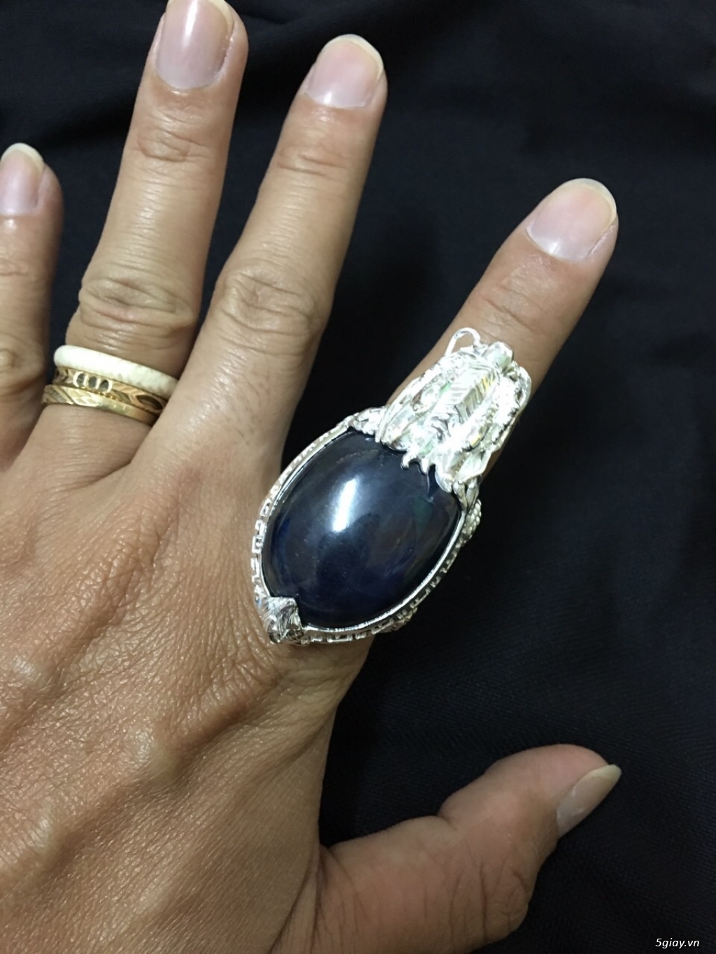 Nhẫn bạc cao cấp 950 gắn đá Ruby Saphia thiên nhiên 100% độc đẹp khủng - 9