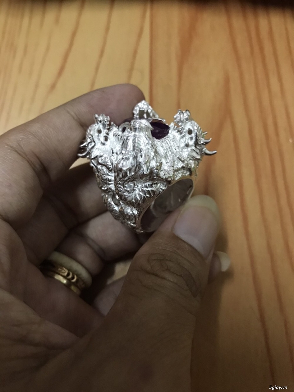 Nhẫn bạc cao cấp 950 gắn đá Ruby Saphia thiên nhiên 100% độc đẹp khủng - 1