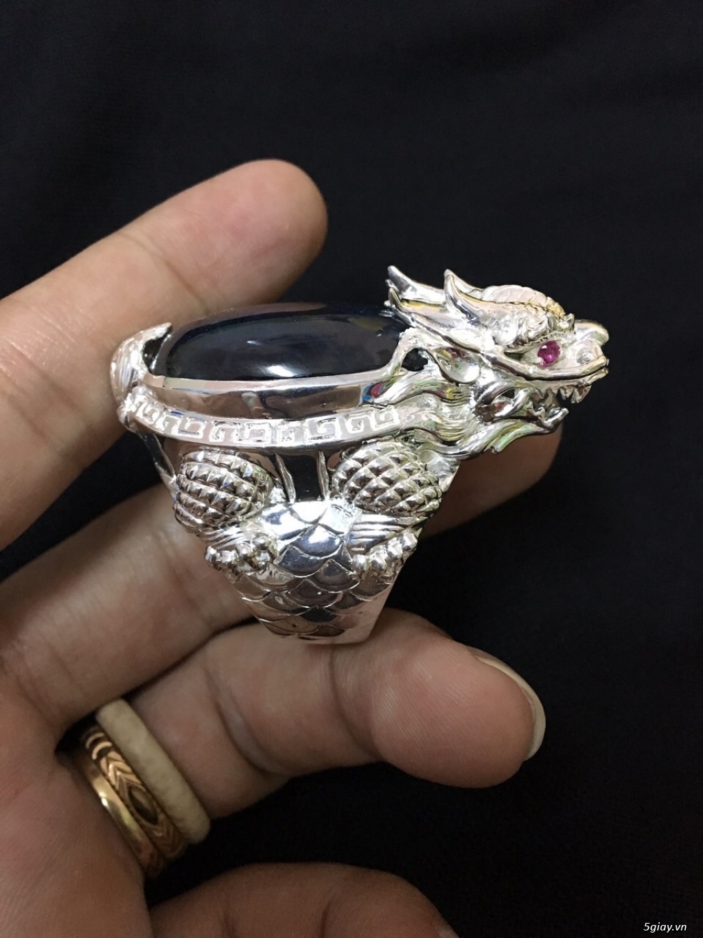Nhẫn bạc cao cấp 950 gắn đá Ruby Saphia thiên nhiên 100% độc đẹp khủng - 5