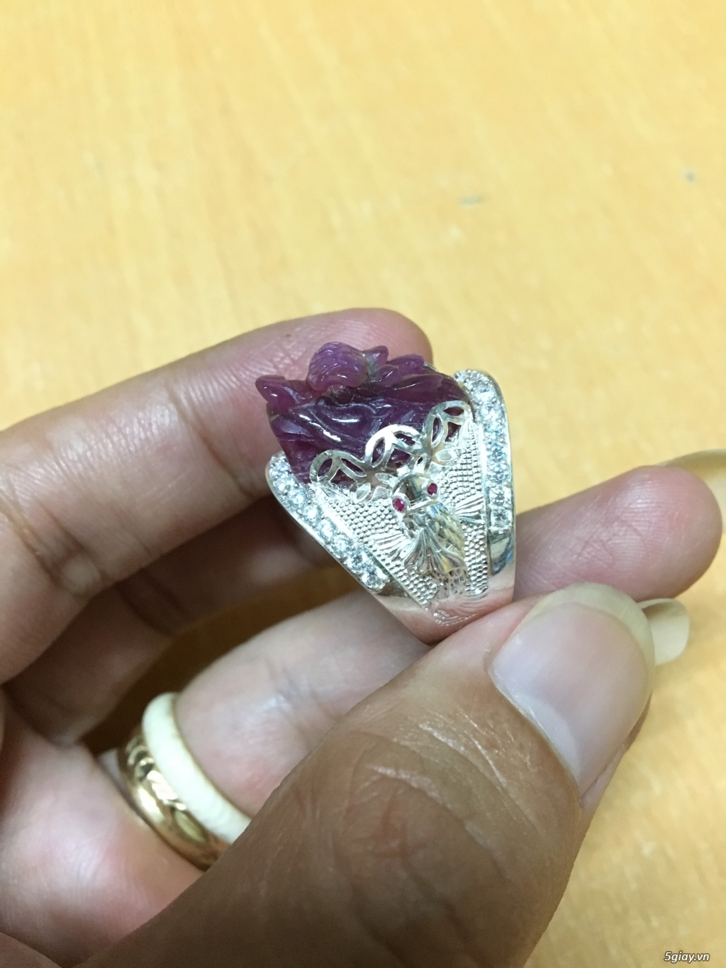Nhẫn bạc cao cấp 950 gắn đá Ruby Saphia thiên nhiên 100% độc đẹp khủng - 20