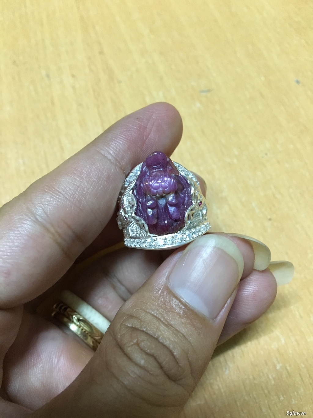 Nhẫn bạc cao cấp 950 gắn đá Ruby Saphia thiên nhiên 100% độc đẹp khủng - 19
