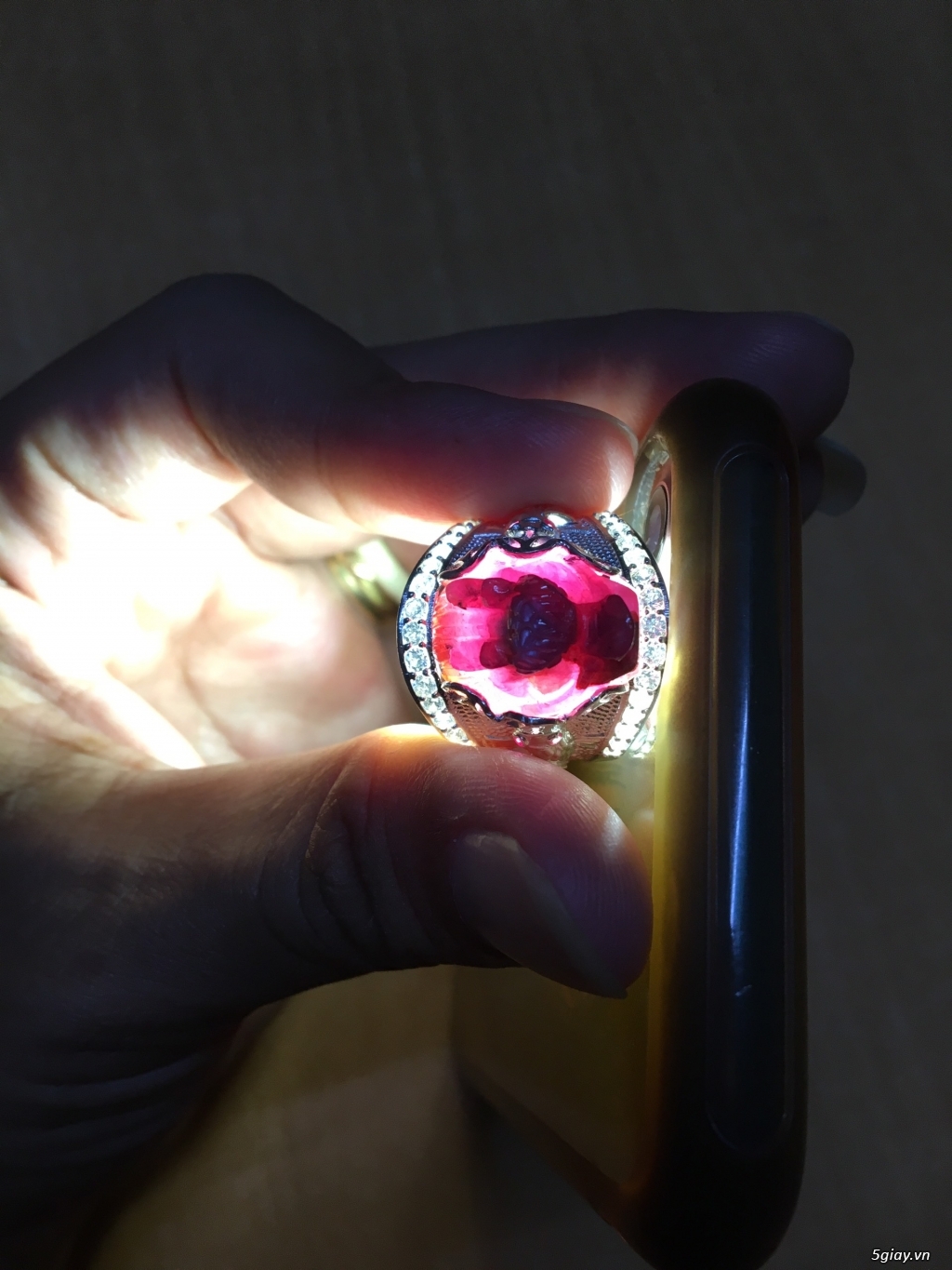 Nhẫn bạc cao cấp 950 gắn đá Ruby Saphia thiên nhiên 100% độc đẹp khủng - 21