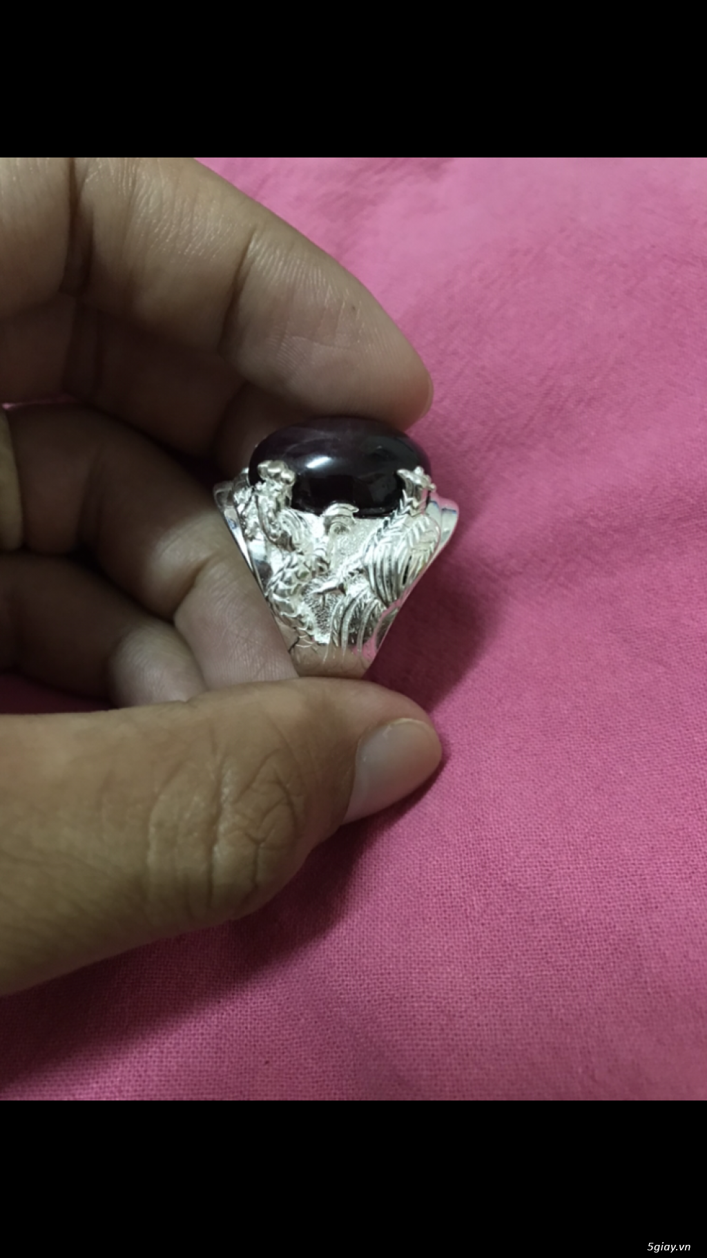 Nhẫn bạc cao cấp 950 gắn đá Ruby Saphia thiên nhiên 100% độc đẹp khủng - 15