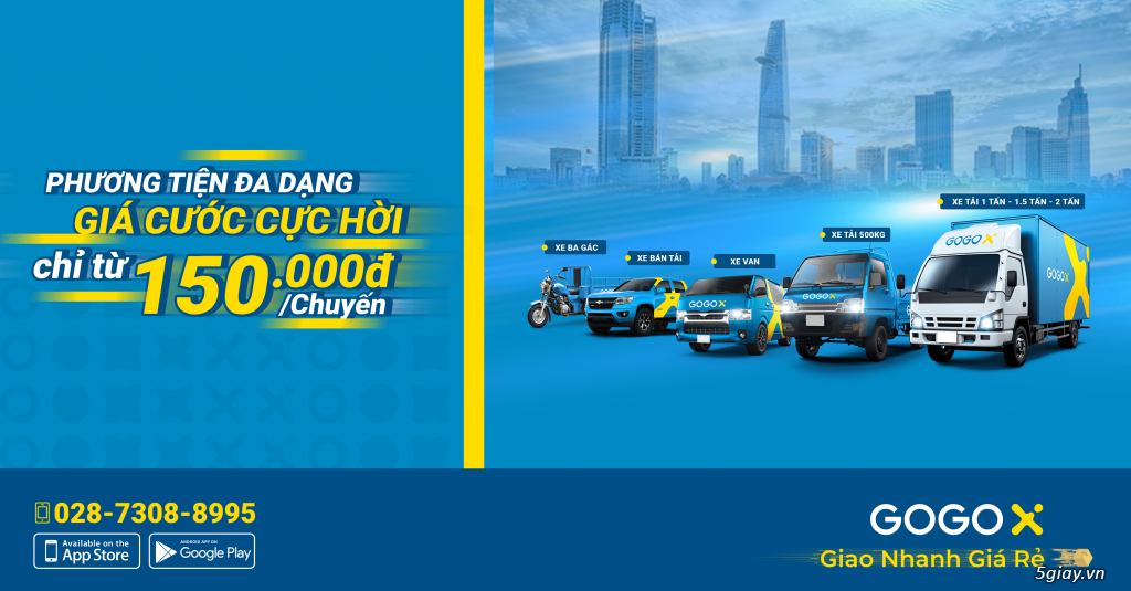 Cho thuê xe ba gác, xe tải chở hàng, dọn nhà giá rẻ chỉ từ 150K/Chuyến