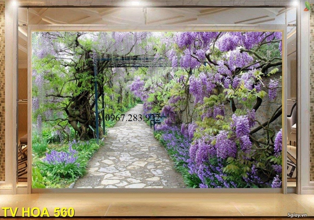 Tranh gạch ốp  tường trang trí vườn hoa - 4
