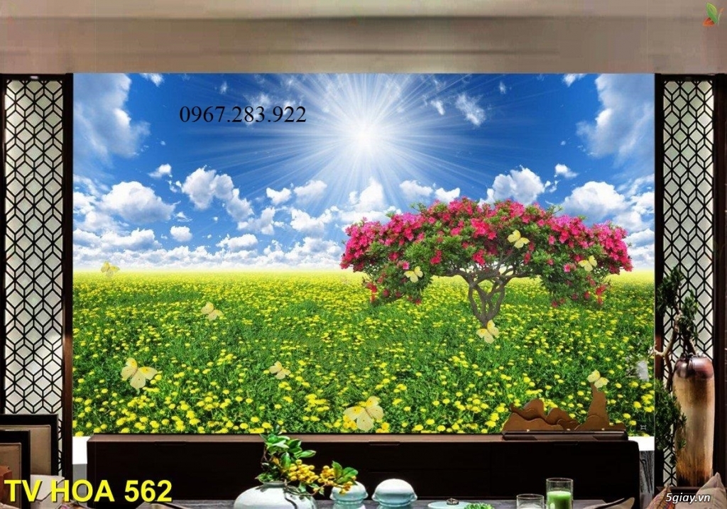 Tranh gạch ốp  tường trang trí vườn hoa - 3