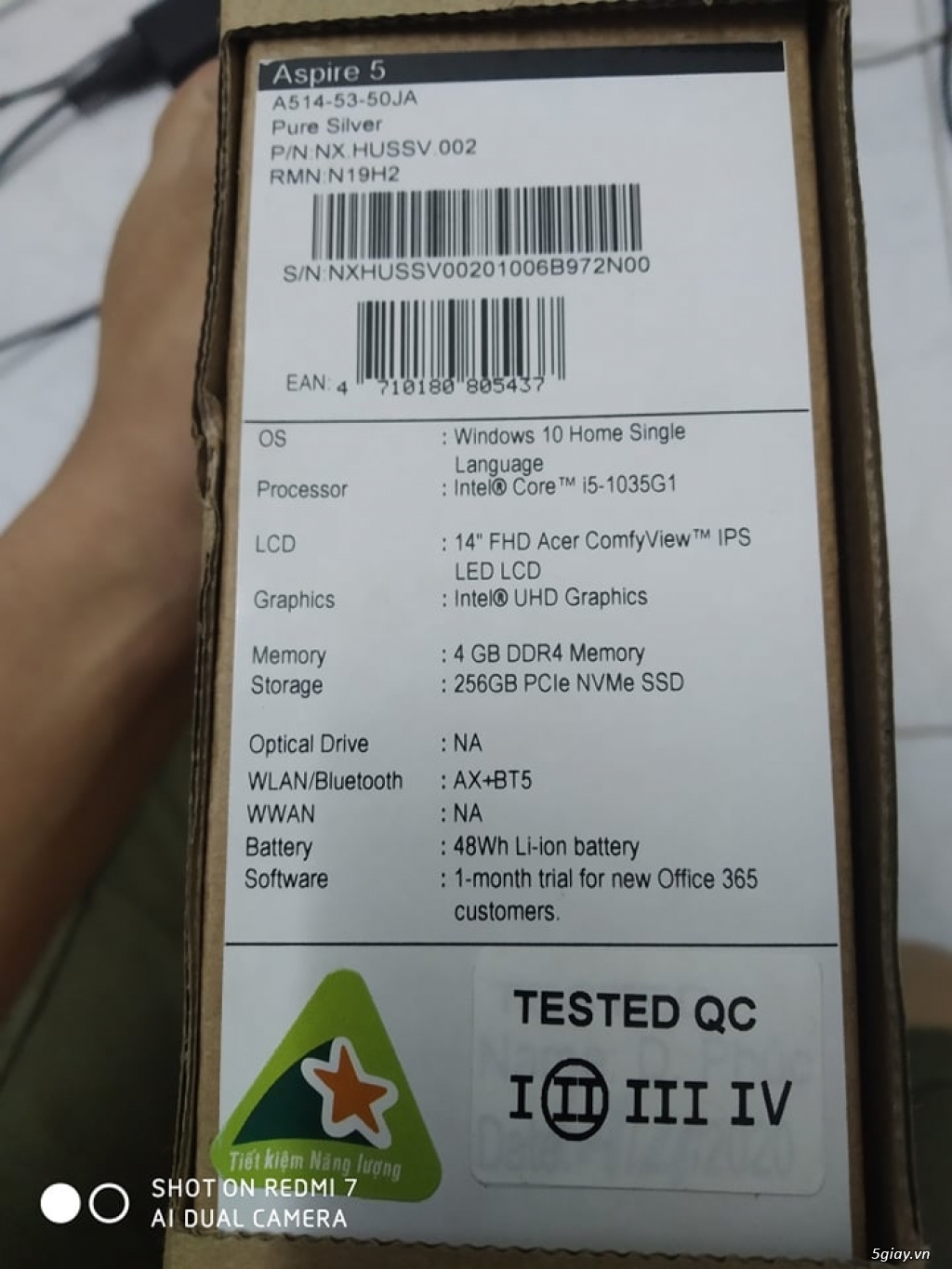 Acer Aspire 5 A514 i5-1035G1 mới mua 7 ngày - 1