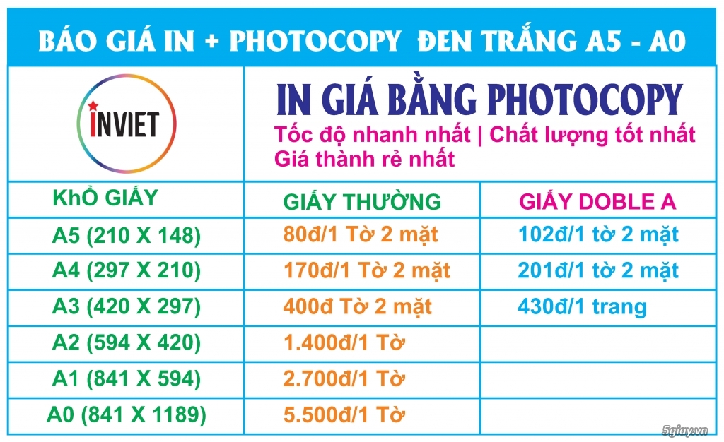 Dịch vụ In màu đẹp giá rẻ 450đ giấy ốp 70 tại Hà Nội - 1