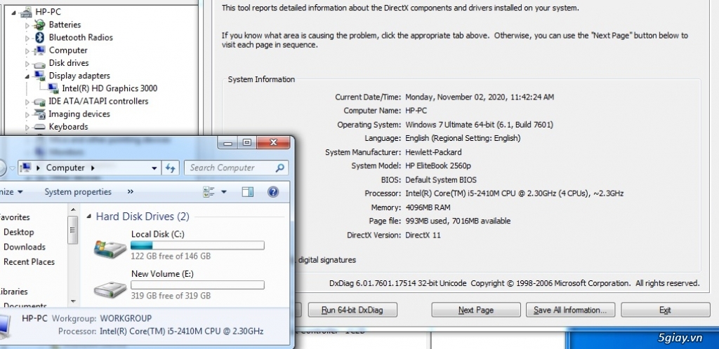 HP Elitebook 2560P Core i5-2540M Ram 4GB HDD 500GB VGA ON Màn 12.5 In - 4
