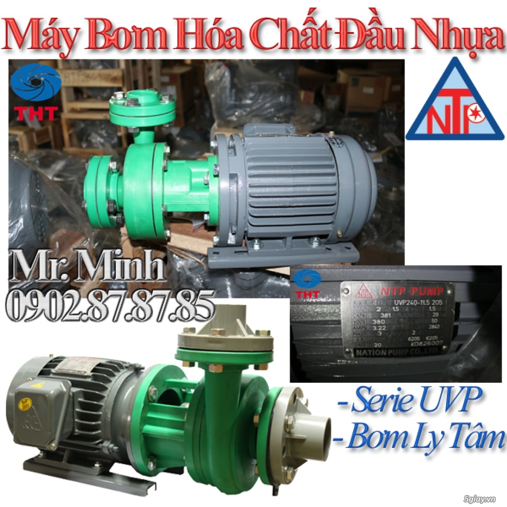 Máy Bơm Ly Tâm - Máy Bơm Tự Hút - Máy Bơm Hóa Chất Đầu Nhựa NTP - 1