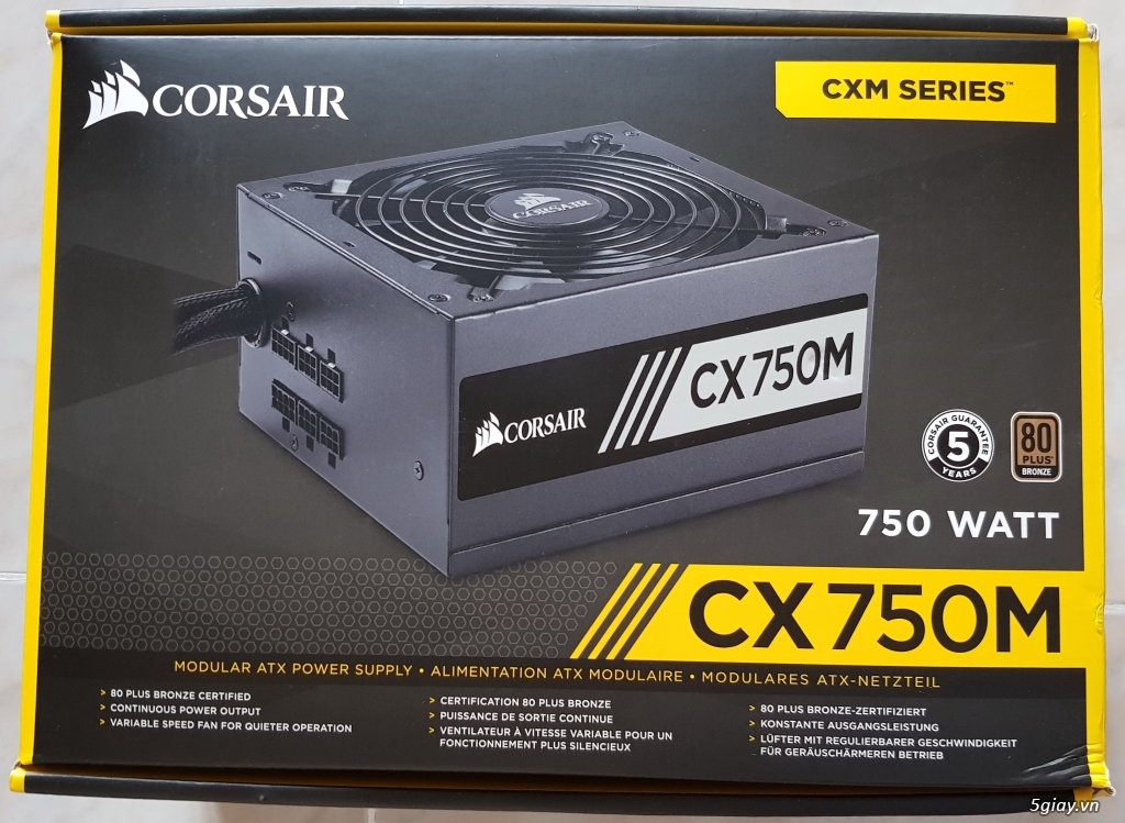 Nguồn máy tính Corsair CX750M 80 Plus Semi Module