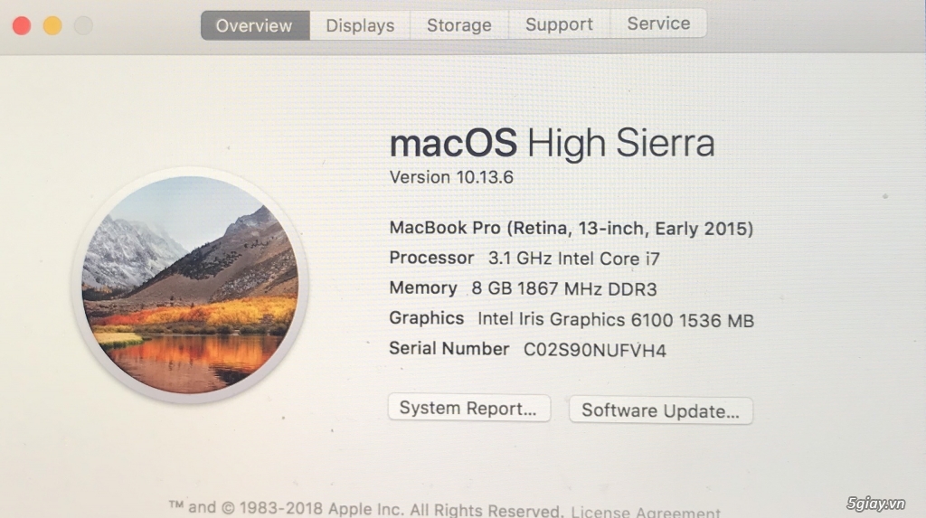 [BÁN] Macbook Retina 13'' -2015 - MF839 Core I7 8GB 128GB - Cũ - 2