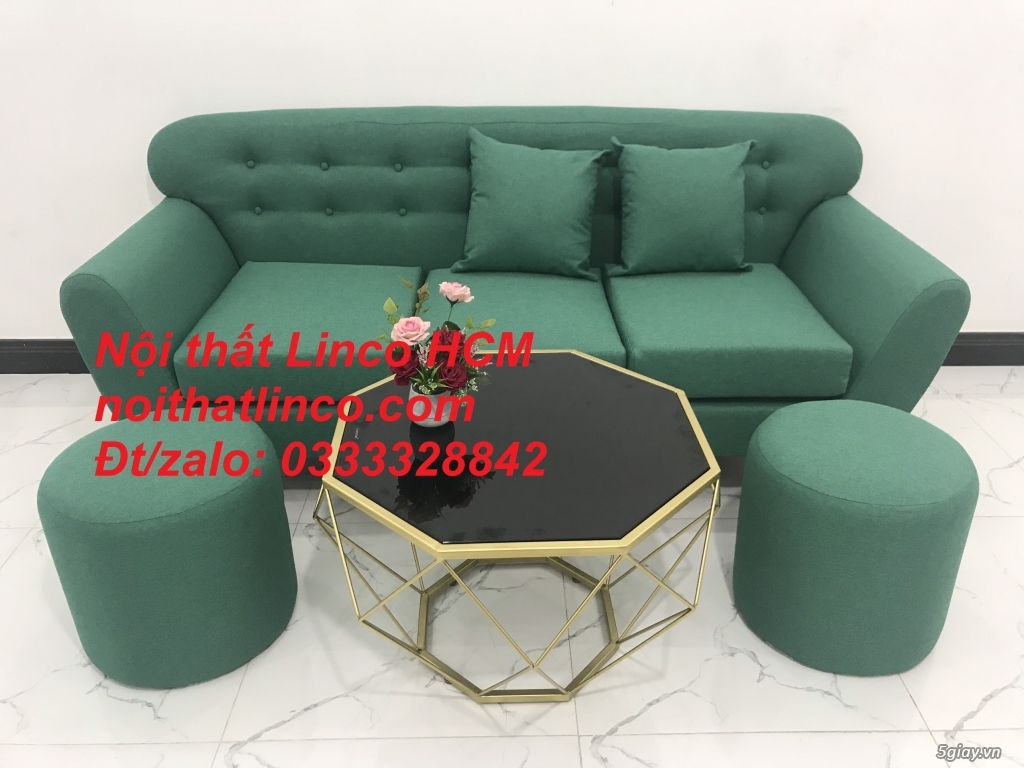 Sofa băng BgTC06 | Sofa màu xanh ngọc | Ghế sofa băng xanh rêu bọc vải - 4