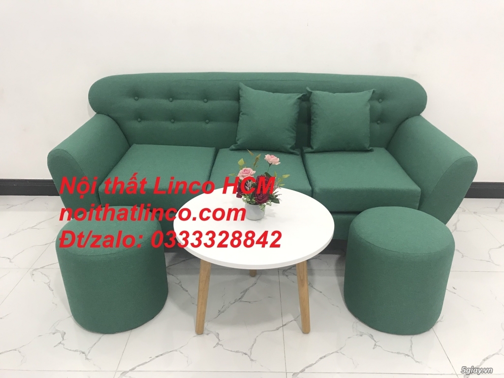 Sofa băng BgTC06 | Sofa màu xanh ngọc | Ghế sofa băng xanh rêu bọc vải - 2
