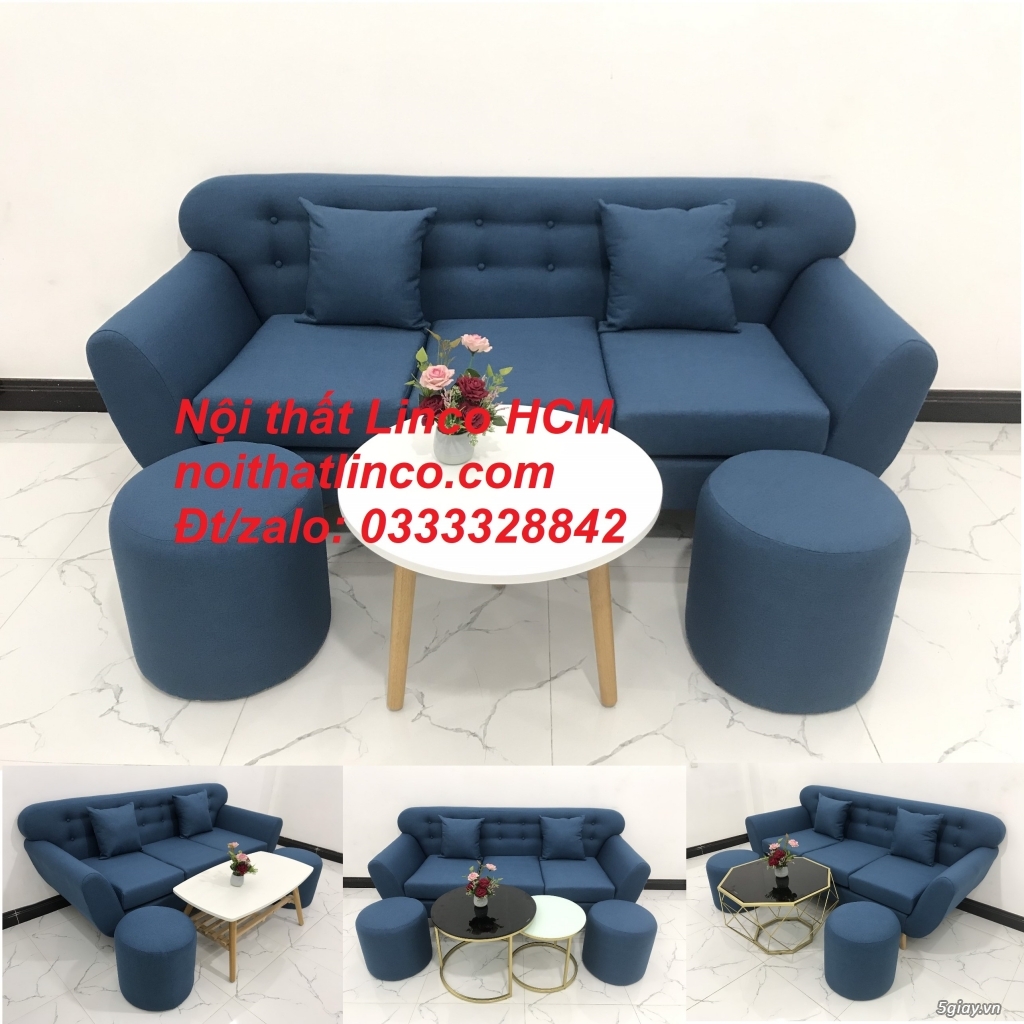 Sofa băng BgTC01 | Sofa băng màu xanh dương, nước biển dài 1m9 vải bố