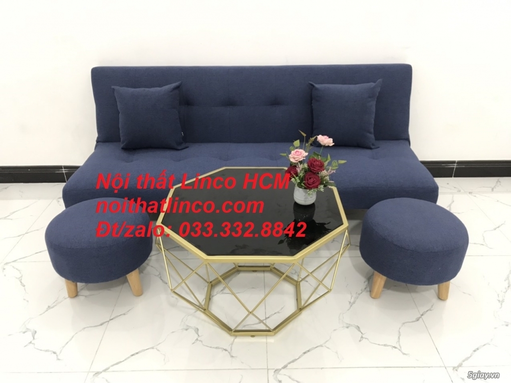 Ghế sofa | Sofa giường | Sofa bed giá rẻ | Sofa màu xanh dương đen vải - 2