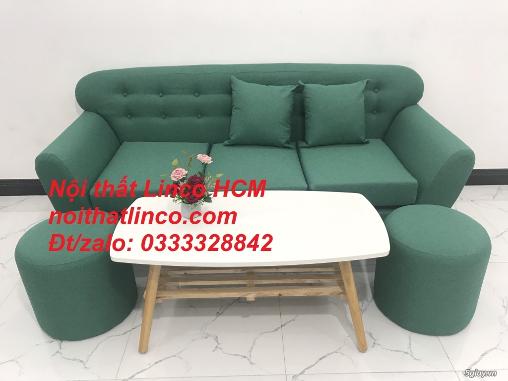 Sofa băng BgTC06 | Sofa màu xanh ngọc | Ghế sofa băng xanh rêu bọc vải - 1