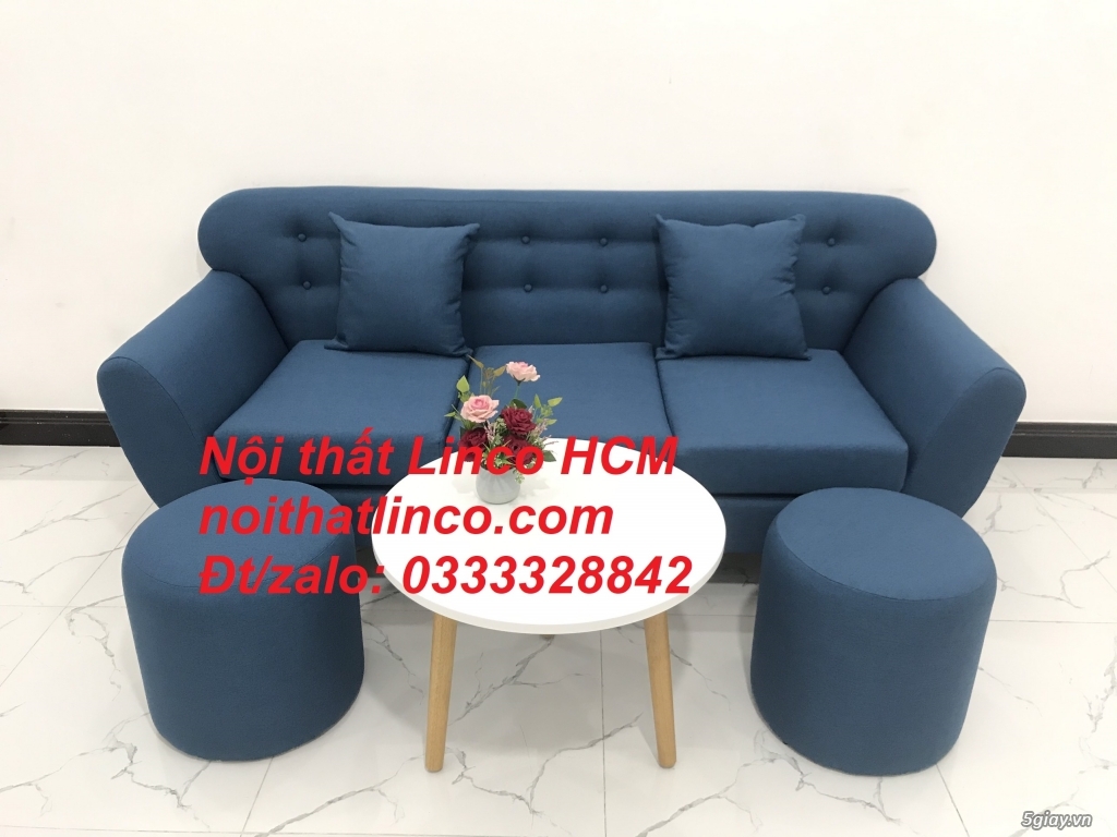 Sofa băng BgTC01 | Sofa băng màu xanh dương, nước biển dài 1m9 vải bố - 1