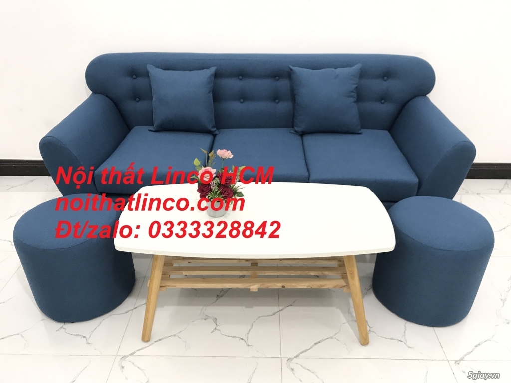 Sofa băng BgTC01 | Sofa băng màu xanh dương, nước biển dài 1m9 vải bố - 3