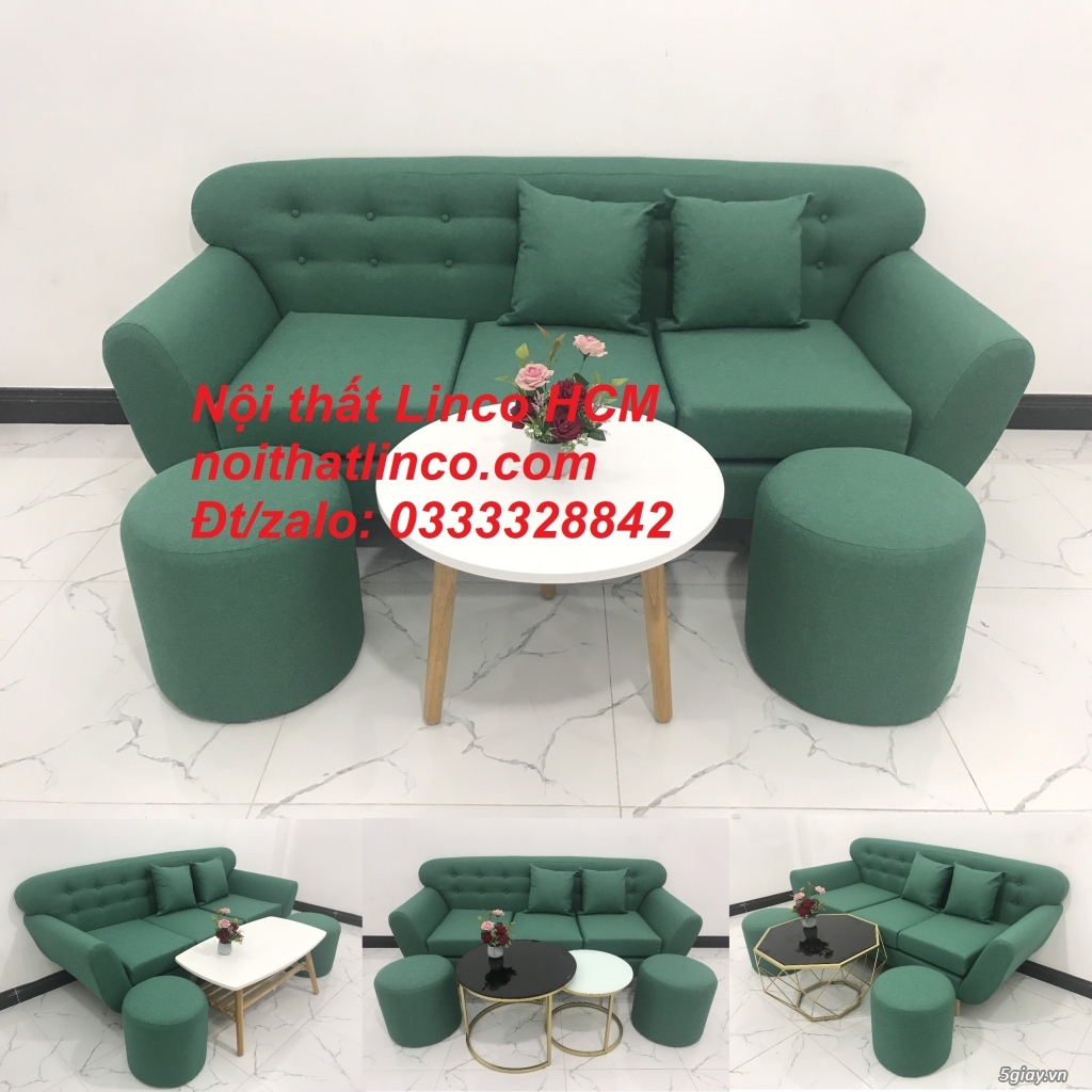 Ghế sofa giường băng màu xanh ngọc bích vải giá rẻ| Nội thất Linco HCM - 4