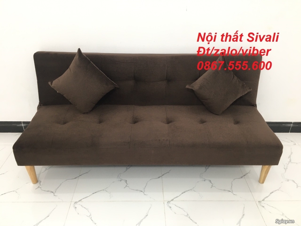 Sofa giường giá rẻ, sofa bed nhỏ gọn màu nâu cafe đậm Nội thất Sivali - 3