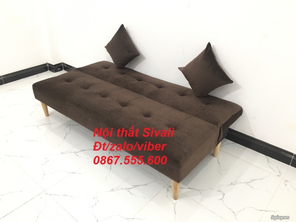 Sofa giường giá rẻ, sofa bed nhỏ gọn màu nâu cafe đậm Nội thất Sivali - 2