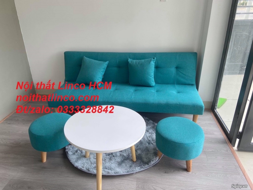 Ghế sofa giường băng màu xanh ngọc bích vải giá rẻ| Nội thất Linco HCM - 2