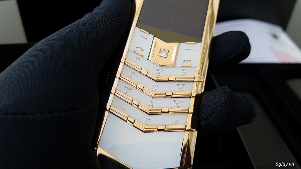 Bán Vertu Signature S White Full Gold Mix Diamond Full Box - 1