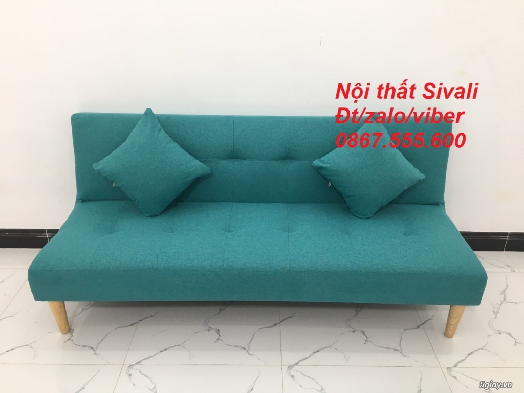 Sofa giường đa năng nhỏ gọn giá rẻ màu xanh ngọc | Nội thất Sivali HCM - 1
