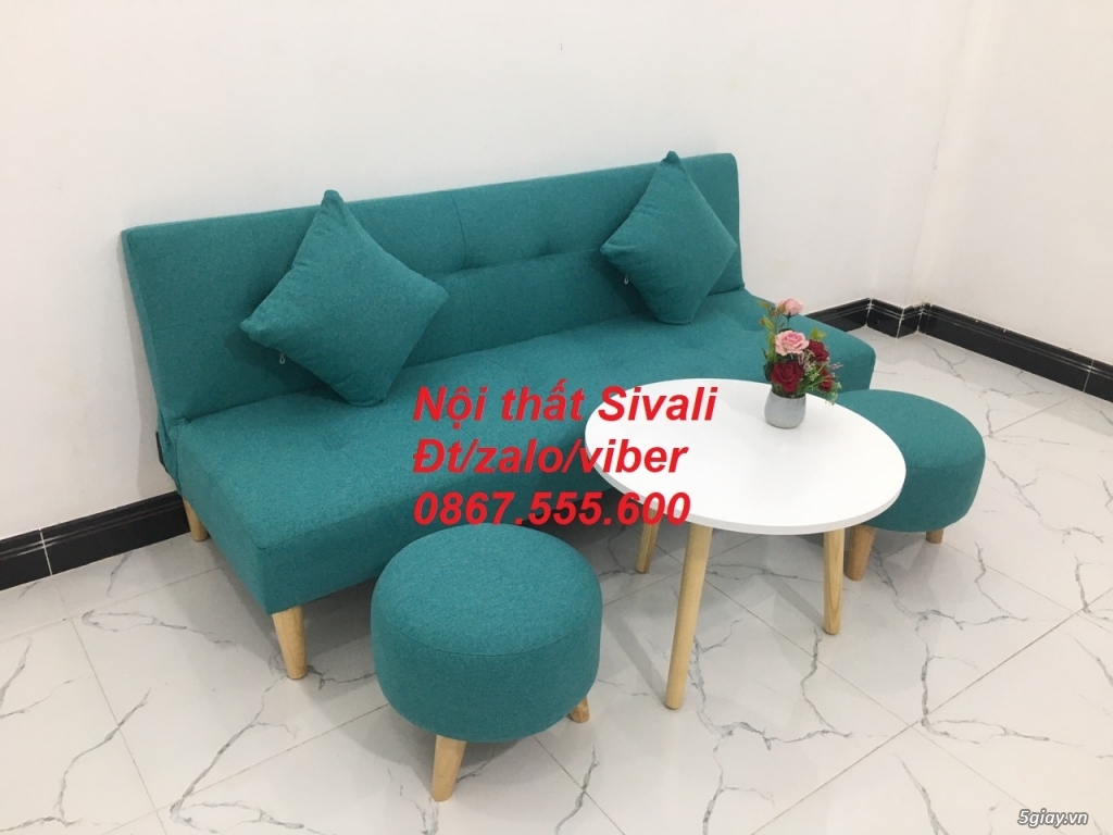 Sofa giường đa năng nhỏ gọn giá rẻ màu xanh ngọc | Nội thất Sivali HCM - 3