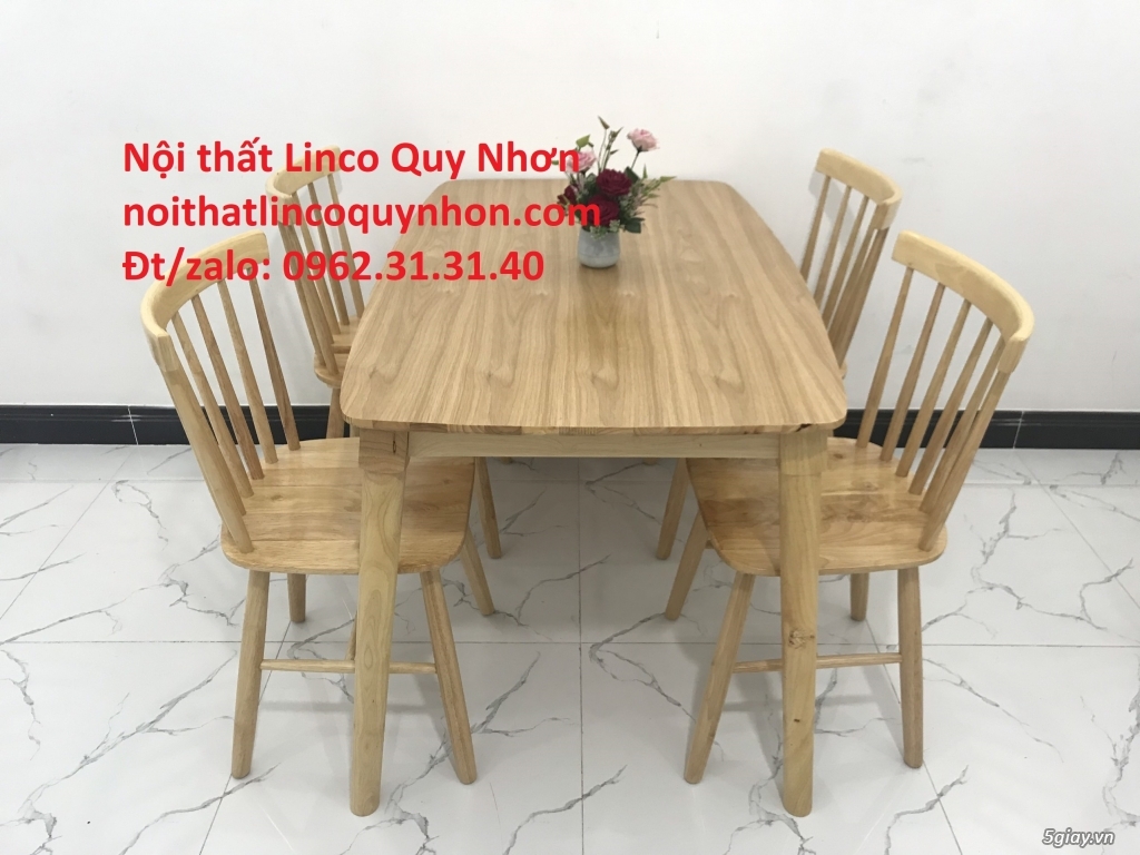 Bộ bàn ăn Pinstool 4 ghế gỗ Cửa hàng Nội thất Sofa Linco Quy Nhơn BĐ - 2