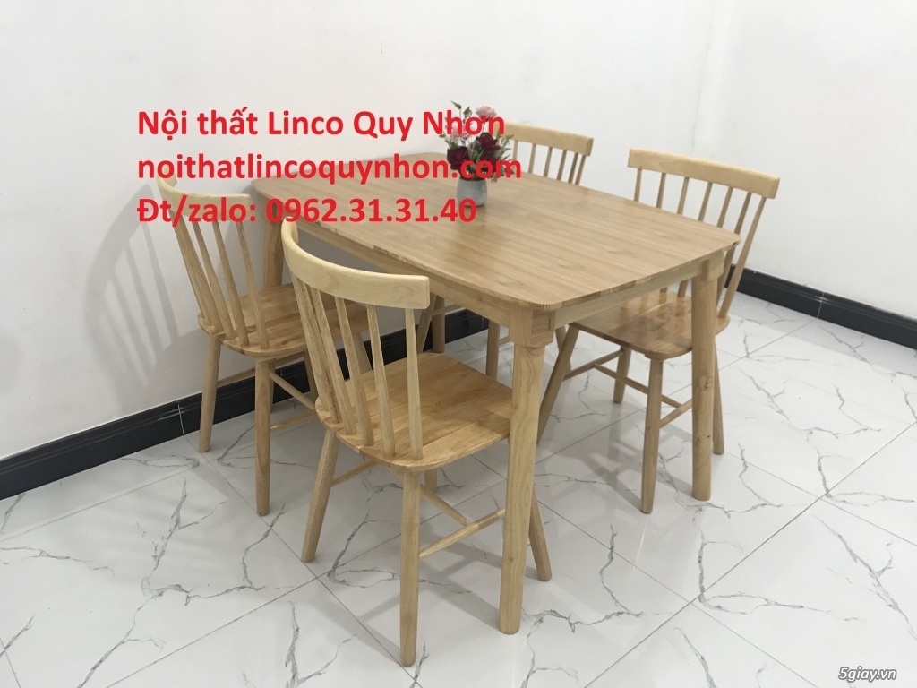 Bộ bàn ăn Pinstool 4 ghế gỗ Cửa hàng Nội thất Sofa Linco Quy Nhơn BĐ