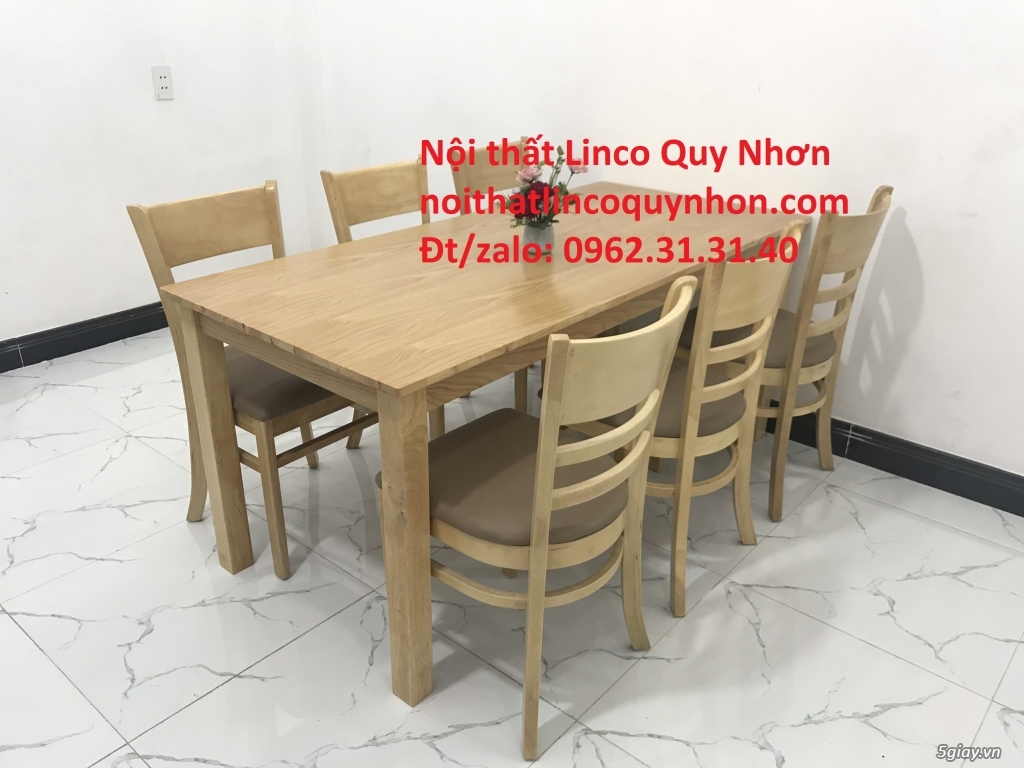 Set bàn ăn cabin 6 ghế gỗ cao su tự nhiên Nội thất Linco Quy Nhơn BĐ