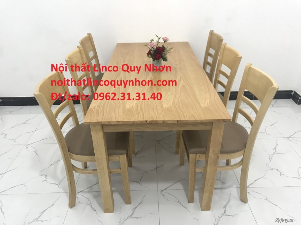 Set bàn ăn cabin 6 ghế gỗ cao su tự nhiên Nội thất Linco Quy Nhơn BĐ - 2