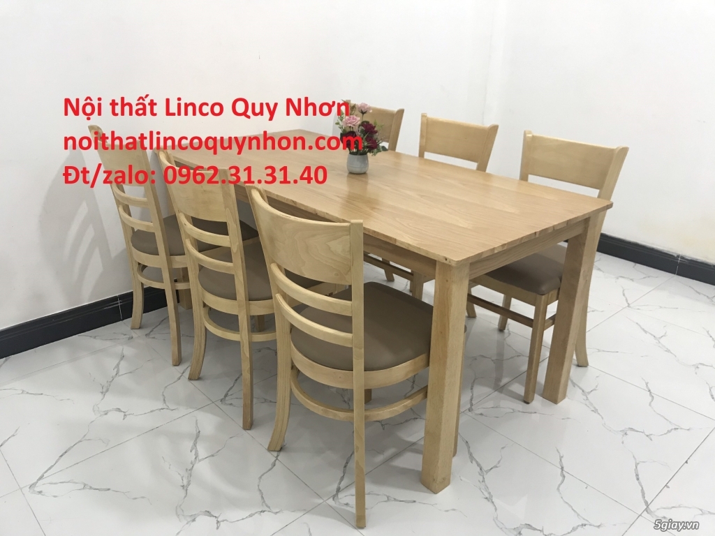 Set bàn ăn cabin 6 ghế gỗ cao su tự nhiên Nội thất Linco Quy Nhơn BĐ - 1