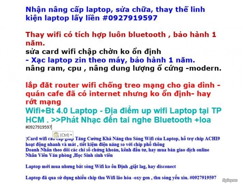 Thay card Wifi  + 5GHz +300mb cho laptop ASUS X vô mạng nhanh# - 3
