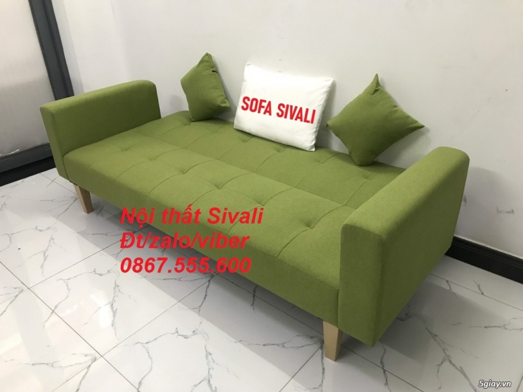 Ghế sofa màu xanh lá chuối, sofa băng văng 2m vải bố Sofa Sivali Tphcm - 2