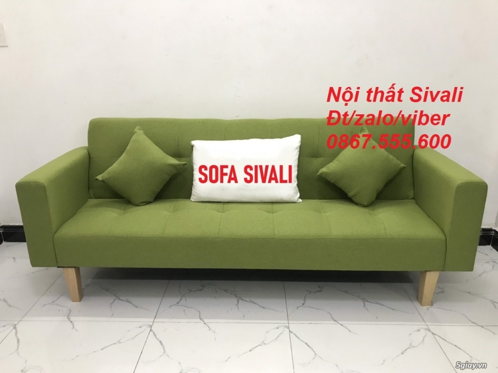 Ghế sofa màu xanh lá chuối, sofa băng văng 2m vải bố Sofa Sivali Tphcm - 3