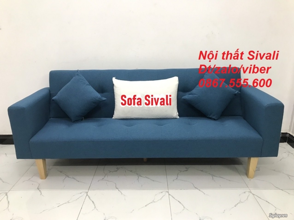 Ghế sofa băng, sofa giường màu xanh dương da trời giá rẻ Sofa Sivali - 2
