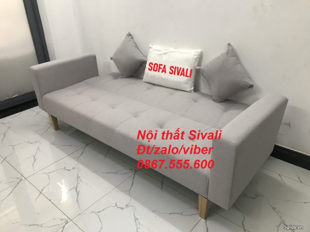 Bộ ghế sofa băng, salon giường màu xám ghi trắng Nội thất Sivali Tphcm - 4