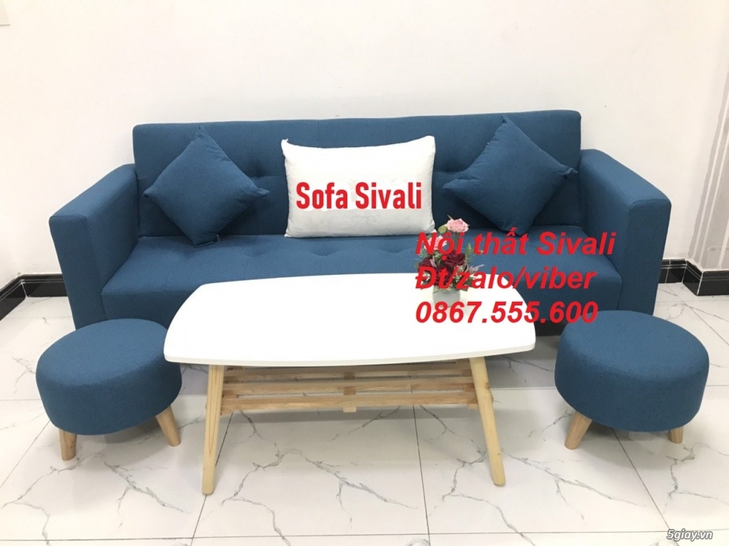 Ghế sofa băng, sofa giường màu xanh dương da trời giá rẻ Sofa Sivali - 3